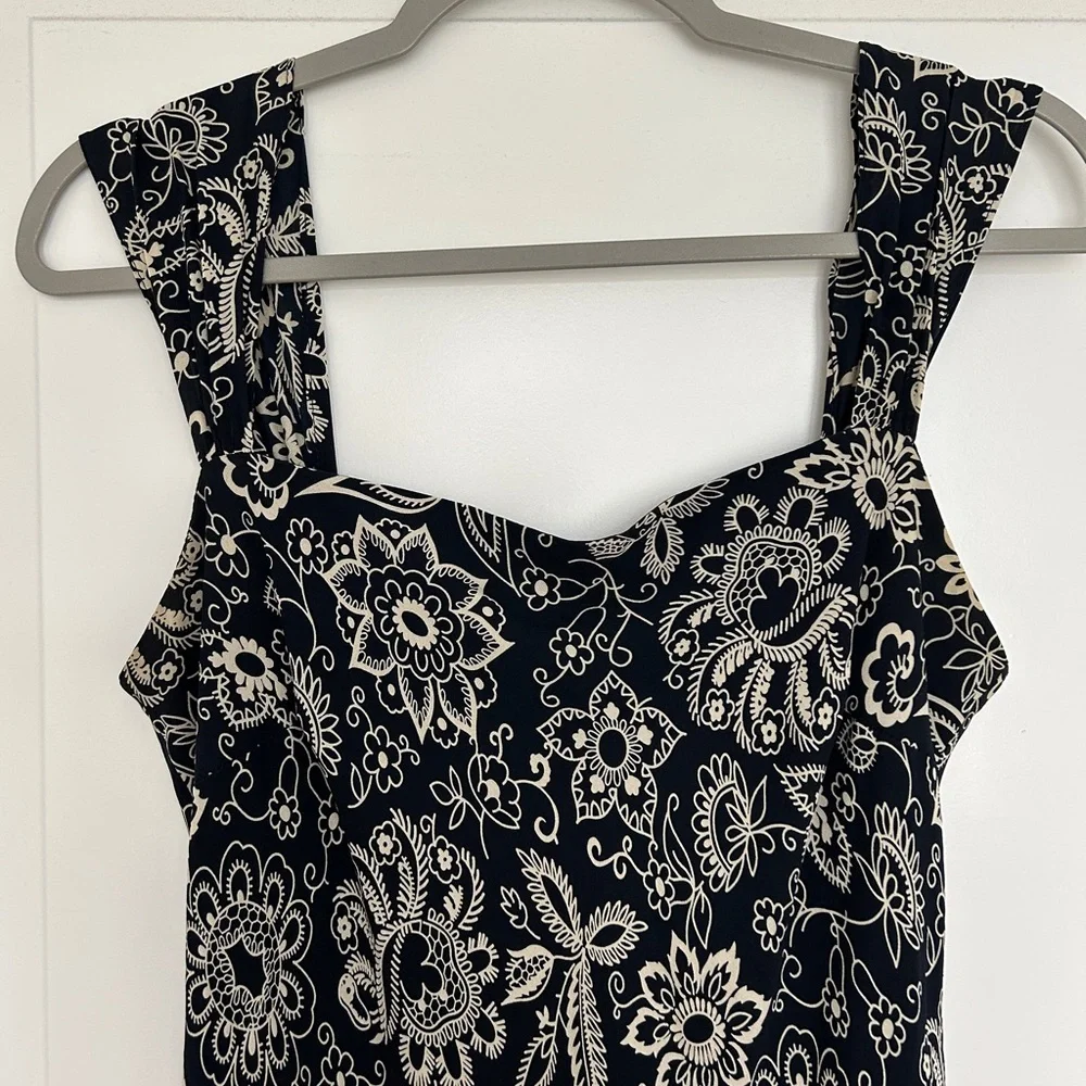 Lauren Ralph Lauren Navy Floral Paisley 100% Silk Midi Dress - Picture 2 of 5